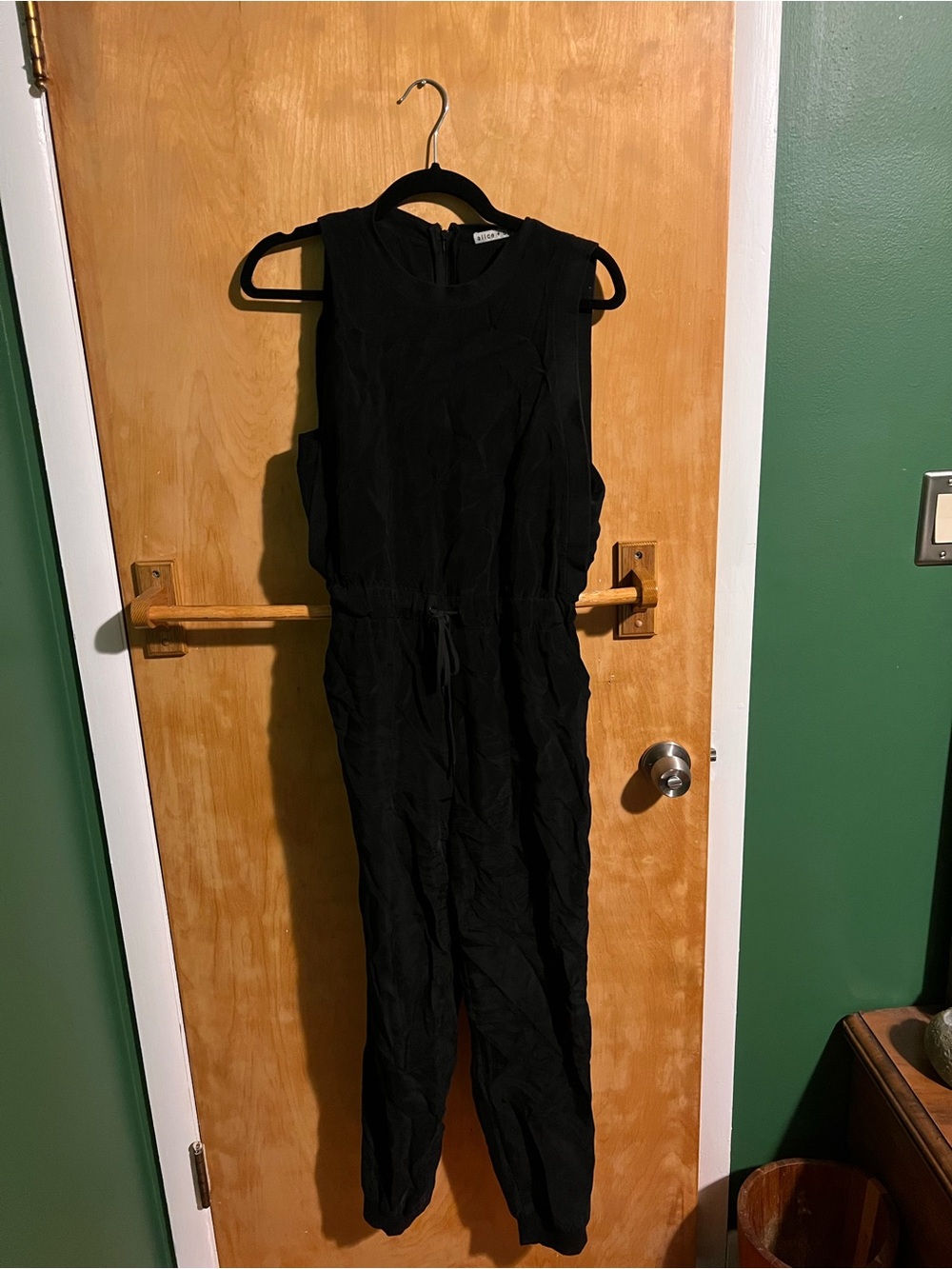 Alice + Olivia Black Sleeveless Drawstring Jumpsuit